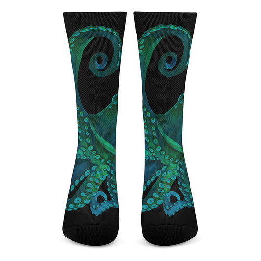 Watercolor Octopus Print Crew Socks