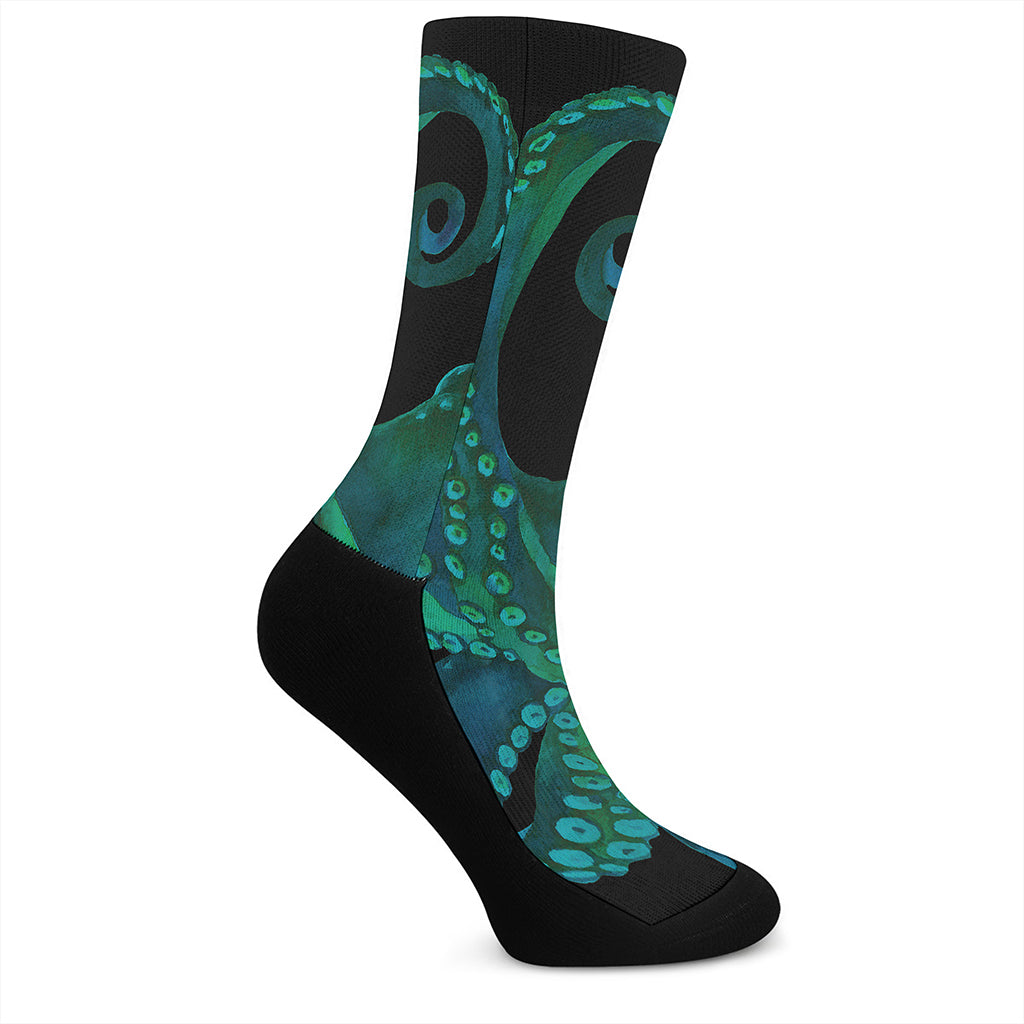 Watercolor Octopus Print Crew Socks