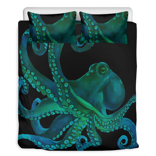 Watercolor Octopus Print Duvet Cover Bedding Set