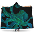 Watercolor Octopus Print Hooded Blanket