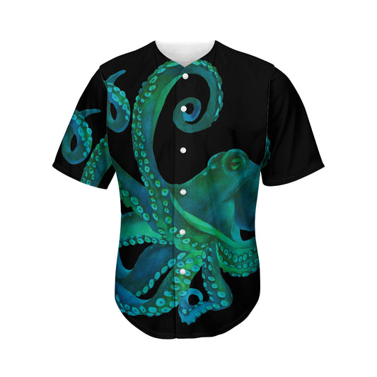 Watercolor Octopus Print Men's Baseball Jersey