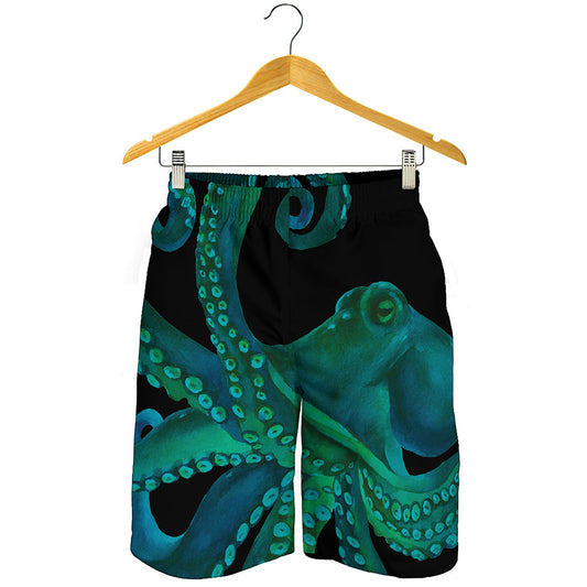 Watercolor Octopus Print Men's Shorts