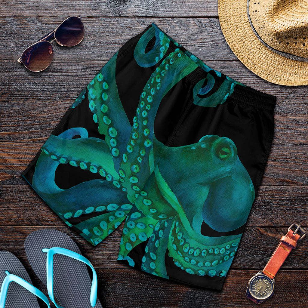 Watercolor Octopus Print Men's Shorts