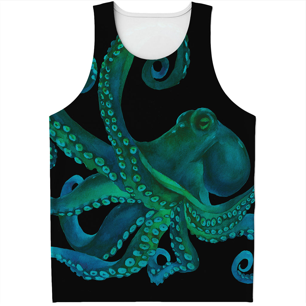 Watercolor Octopus Print Men's Tank Top