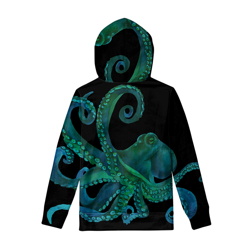 Watercolor Octopus Print Pullover Hoodie