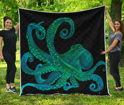 Watercolor Octopus Print Quilt