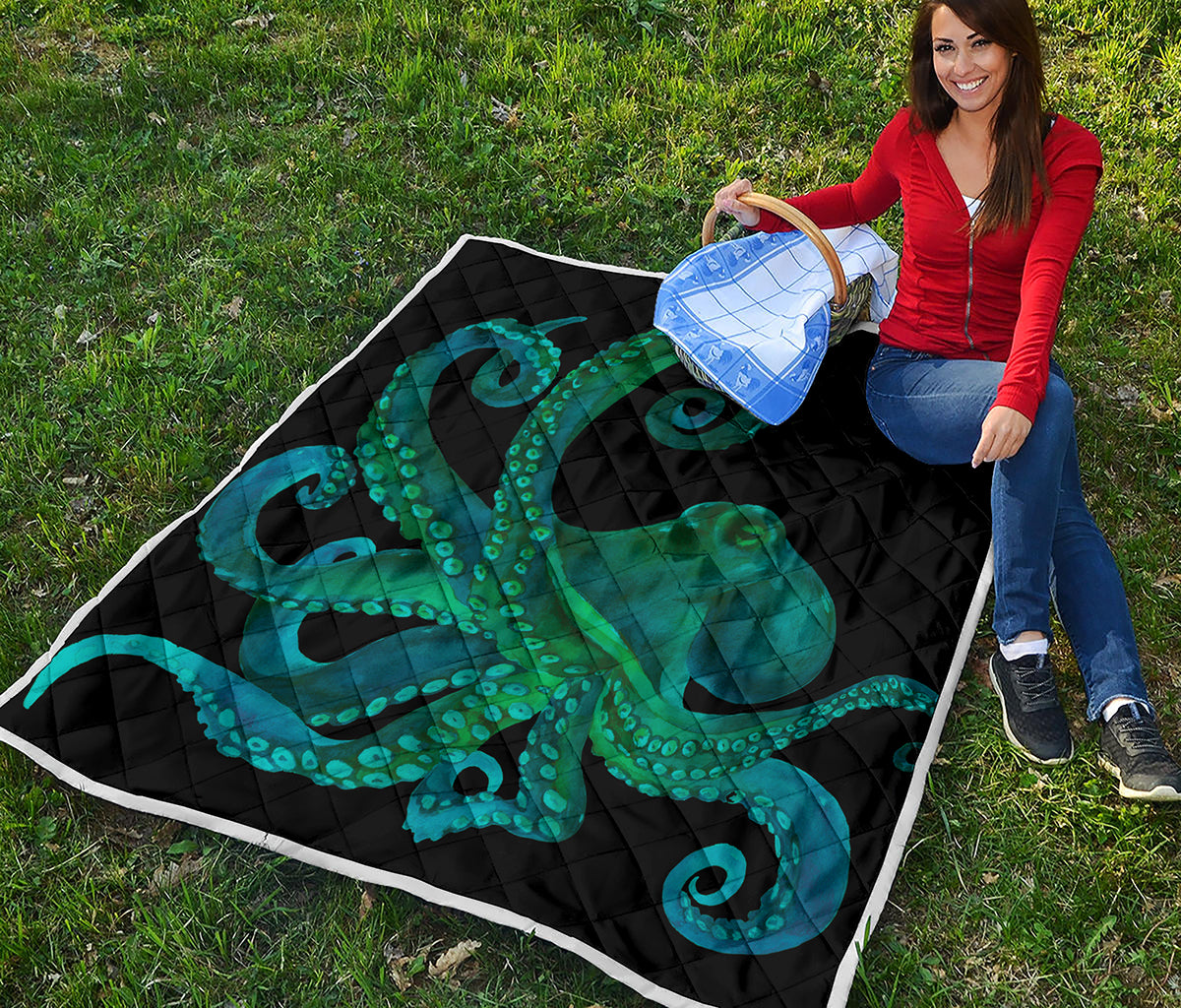Watercolor Octopus Print Quilt
