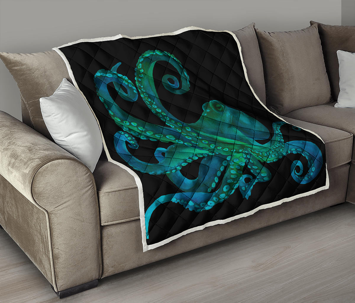 Watercolor Octopus Print Quilt