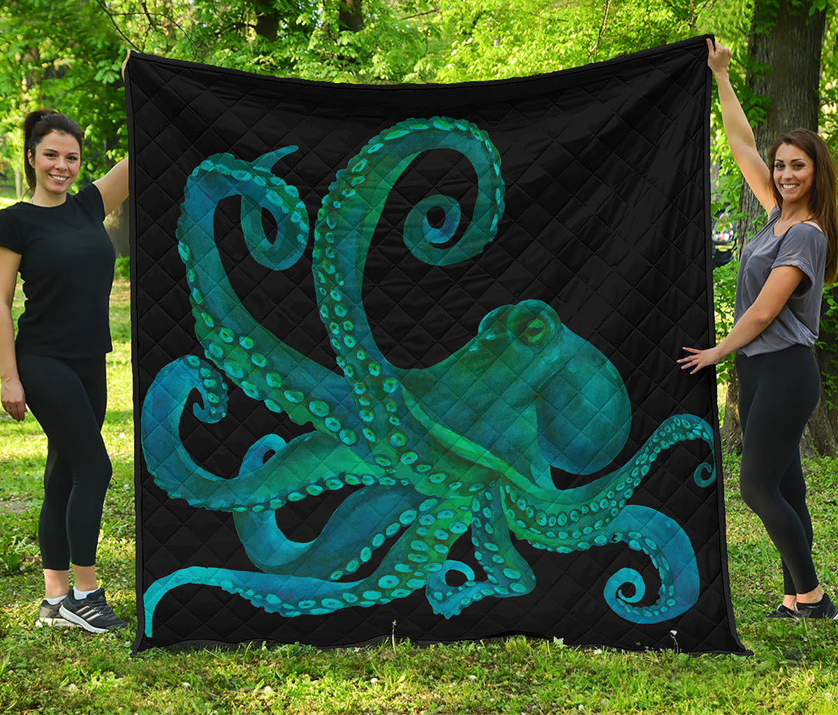 Watercolor Octopus Print Quilt