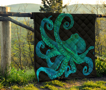 Watercolor Octopus Print Quilt