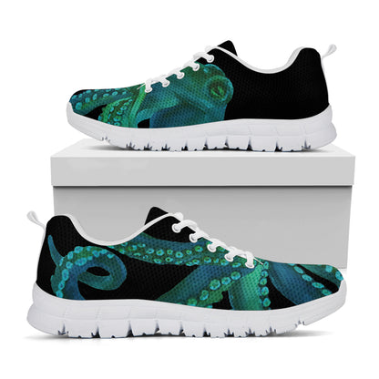 Watercolor Octopus Print White Sneakers