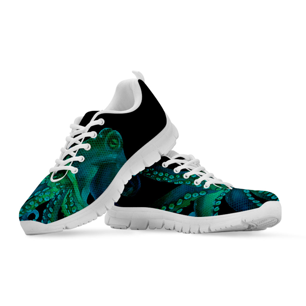Watercolor Octopus Print White Sneakers