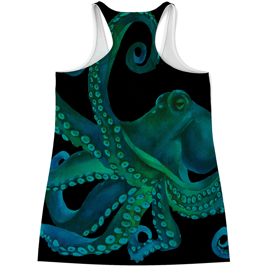 Watercolor Octopus Print Women's Racerback Tank Top