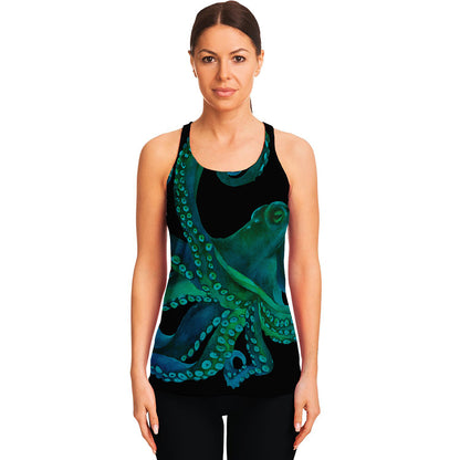 Watercolor Octopus Print Women's Racerback Tank Top