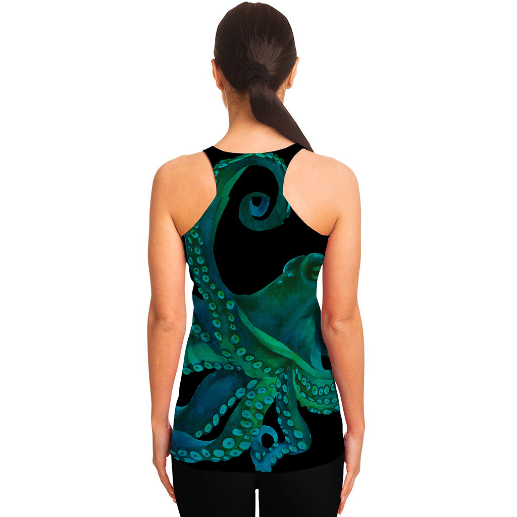 Watercolor Octopus Print Women's Racerback Tank Top