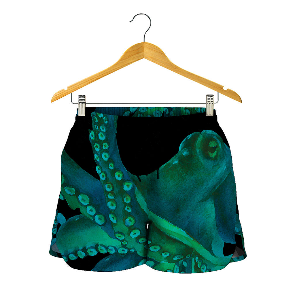 Watercolor Octopus Print Women's Shorts