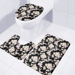Watercolor Orchid Flower Pattern Print 3 Piece Bath Mat Set