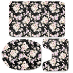 Watercolor Orchid Flower Pattern Print 3 Piece Bath Mat Set