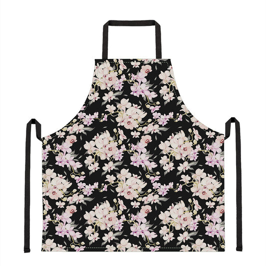Watercolor Orchid Flower Pattern Print Apron