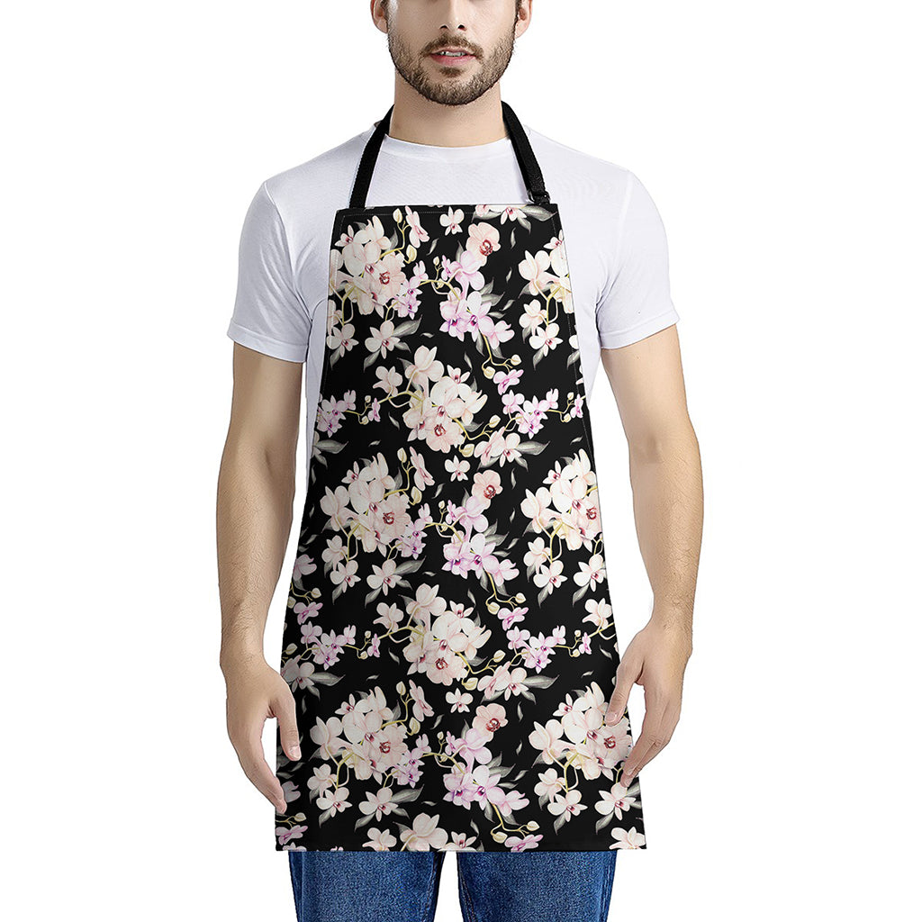 Watercolor Orchid Flower Pattern Print Apron