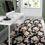 Watercolor Orchid Flower Pattern Print Area Rug