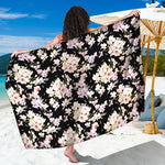 Watercolor Orchid Flower Pattern Print Beach Sarong Wrap