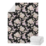 Watercolor Orchid Flower Pattern Print Blanket