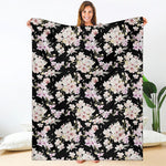 Watercolor Orchid Flower Pattern Print Blanket