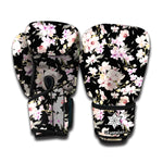 Watercolor Orchid Flower Pattern Print Boxing Gloves