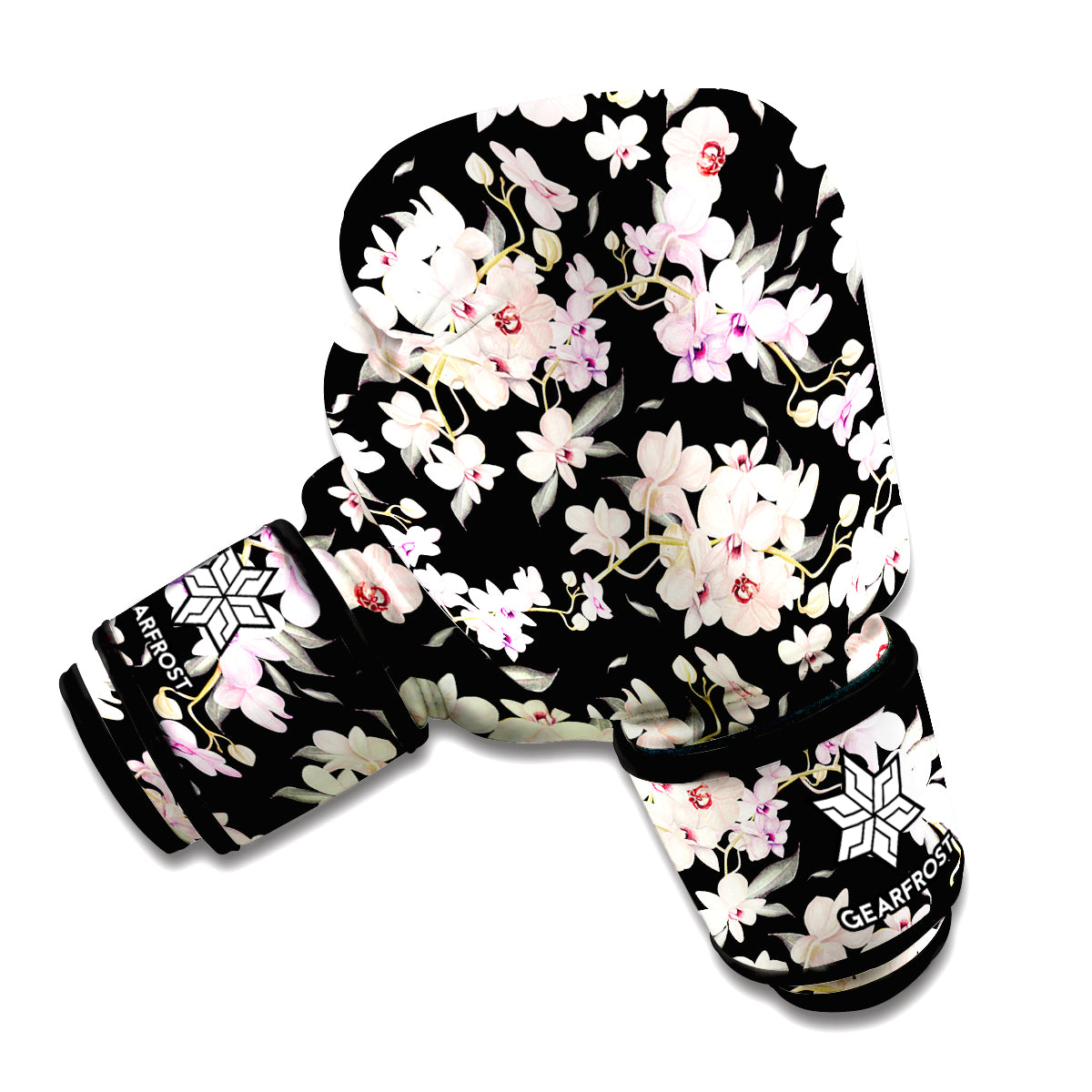 Watercolor Orchid Flower Pattern Print Boxing Gloves