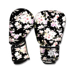 Watercolor Orchid Flower Pattern Print Boxing Gloves