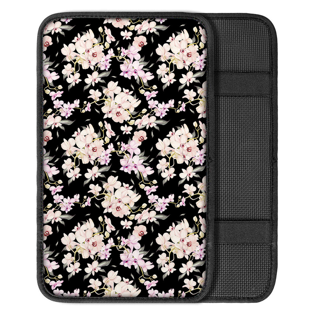Watercolor Orchid Flower Pattern Print Car Center Console Cover