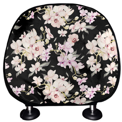 Watercolor Orchid Flower Pattern Print Car Headrest Covers
