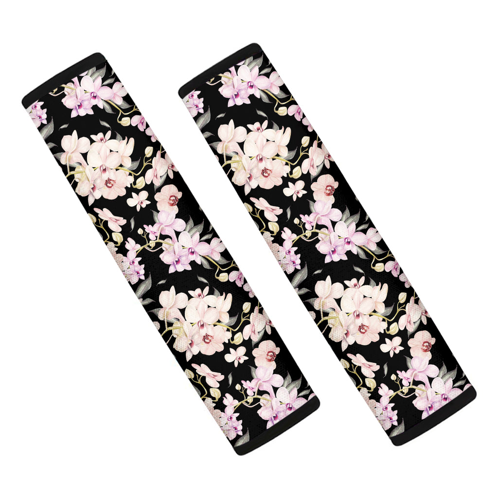 Watercolor Orchid Flower Pattern Print Car Seat Belt Covers