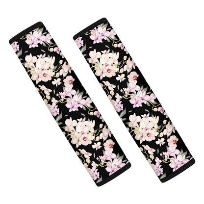 Watercolor Orchid Flower Pattern Print Car Seat Belt Covers