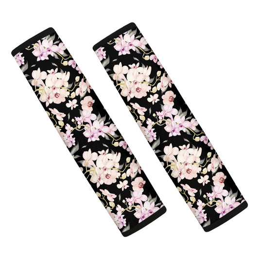 Watercolor Orchid Flower Pattern Print Car Seat Belt Covers