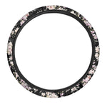 Watercolor Orchid Flower Pattern Print Car Steering Wheel Cover