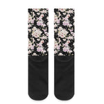 Watercolor Orchid Flower Pattern Print Crew Socks