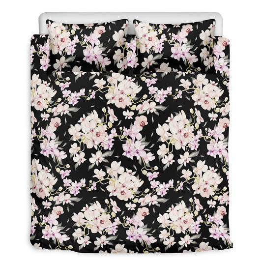 Watercolor Orchid Flower Pattern Print Duvet Cover Bedding Set