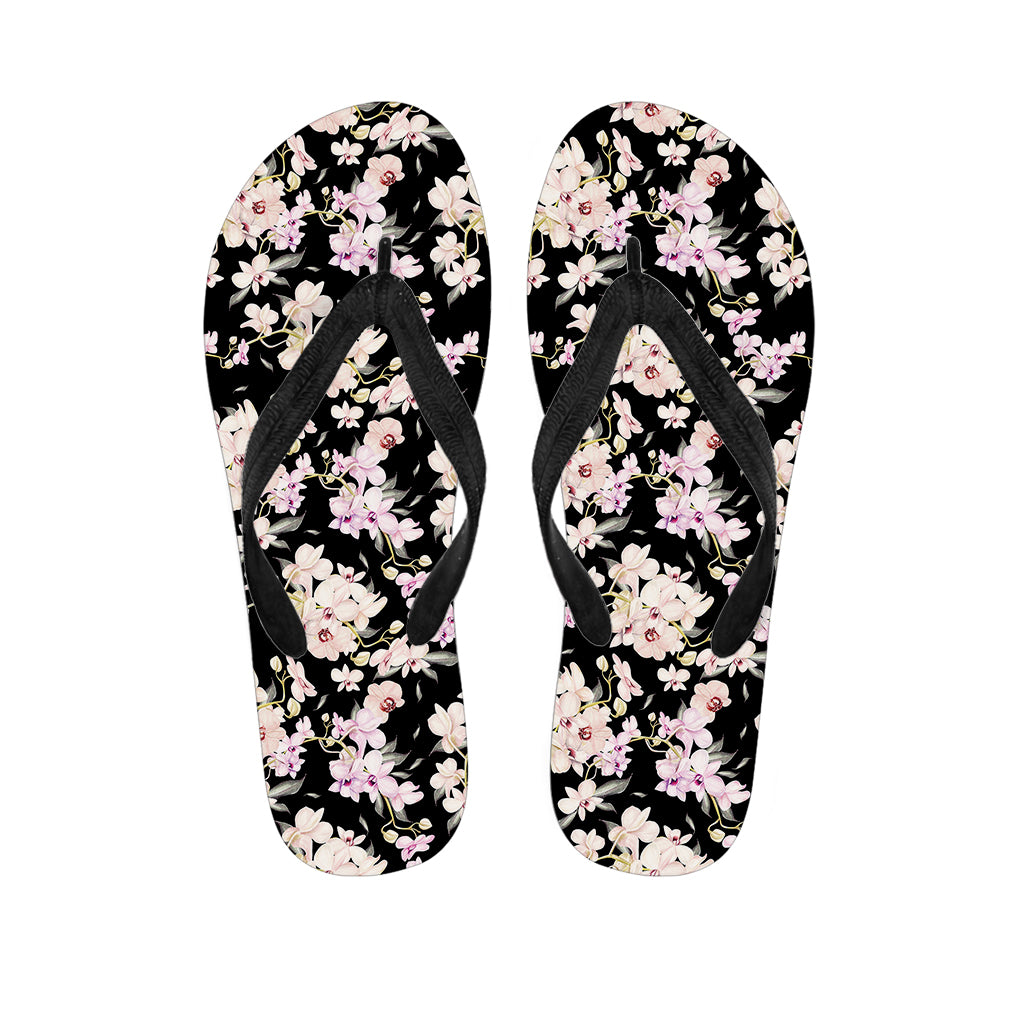 Watercolor Orchid Flower Pattern Print Flip Flops
