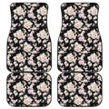Watercolor Orchid Flower Pattern Print Front and Back Car Floor Mats