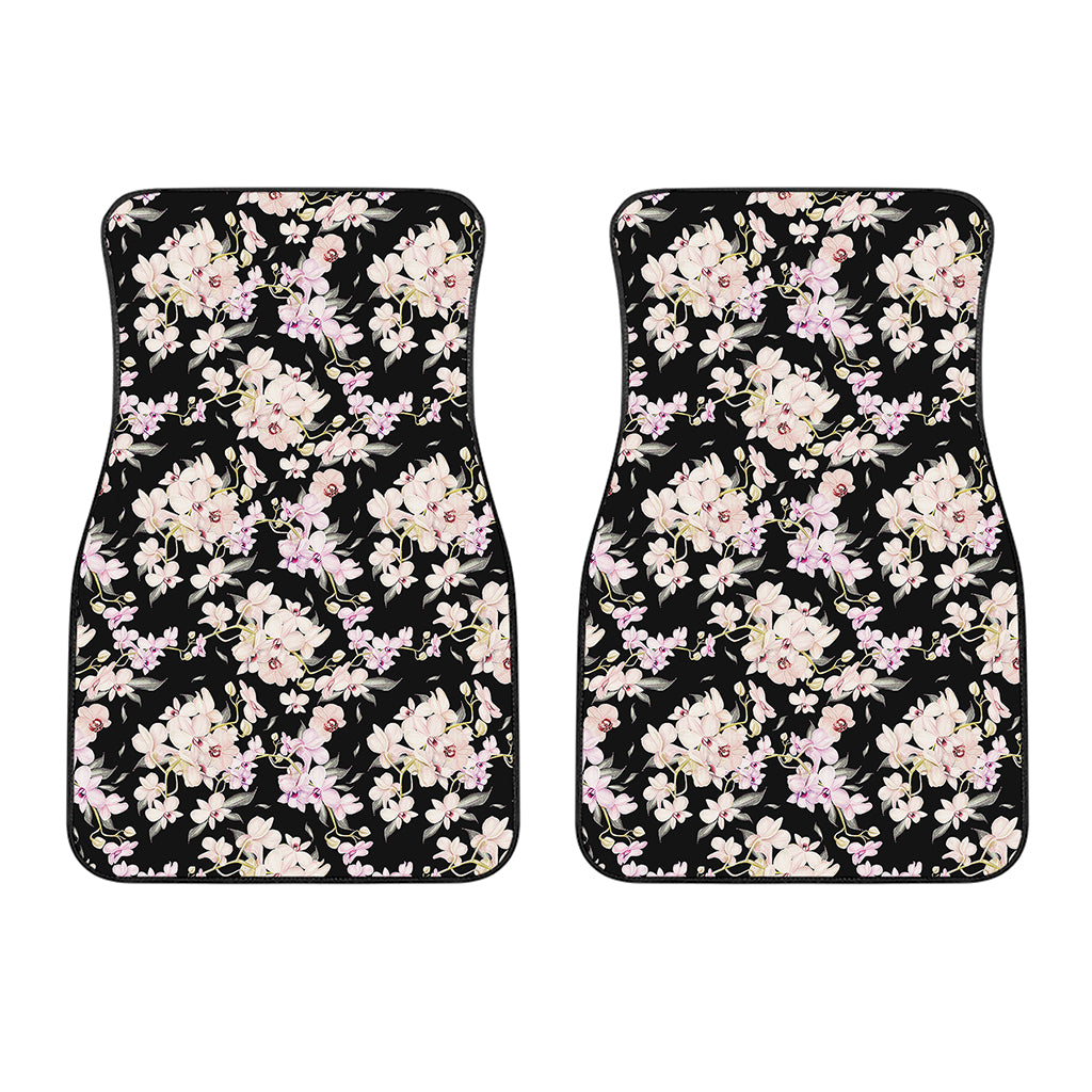 Watercolor Orchid Flower Pattern Print Front Car Floor Mats