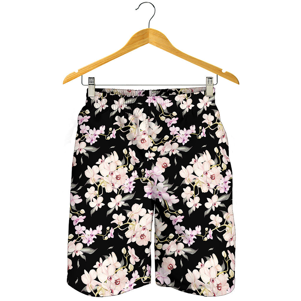 Watercolor Orchid Flower Pattern Print Men's Shorts