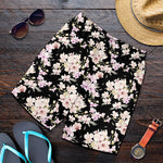 Watercolor Orchid Flower Pattern Print Men's Shorts