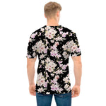 Watercolor Orchid Flower Pattern Print Men's T-Shirt