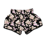 Watercolor Orchid Flower Pattern Print Muay Thai Boxing Shorts