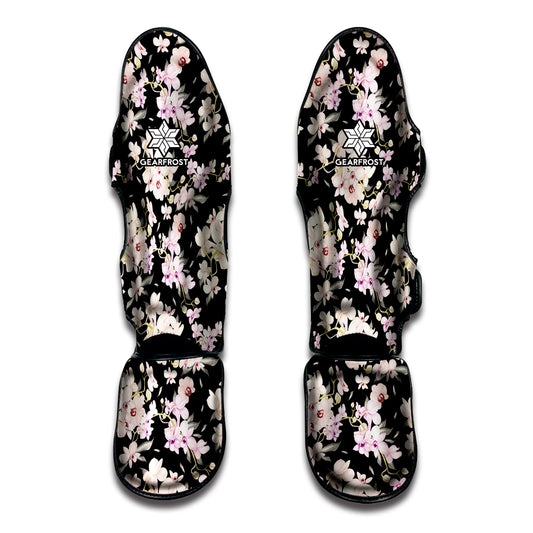 Watercolor Orchid Flower Pattern Print Muay Thai Shin Guard