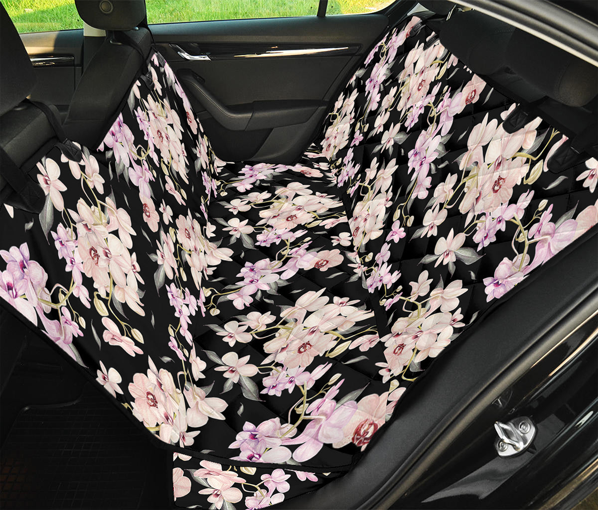 Watercolor Orchid Flower Pattern Print Pet Car Back Seat Cover