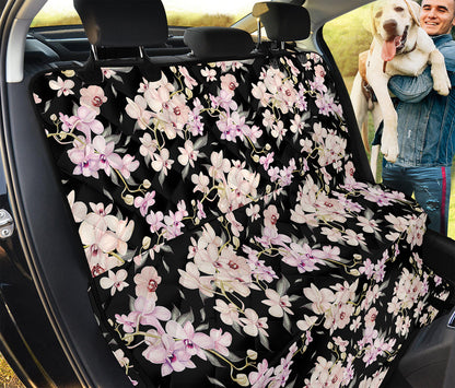 Watercolor Orchid Flower Pattern Print Pet Car Back Seat Cover