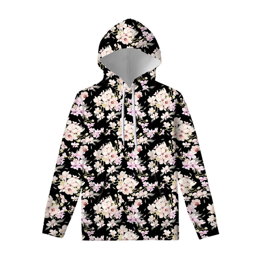 Watercolor Orchid Flower Pattern Print Pullover Hoodie